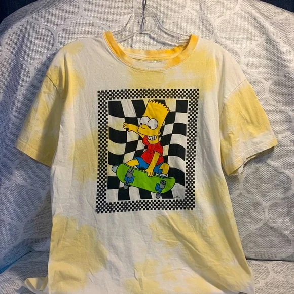 Bart Simpson- Skateboarding Yellow Tye Dye Tee Tshirt Sz:M The Simpson- unisex - Picture 11 of 12
